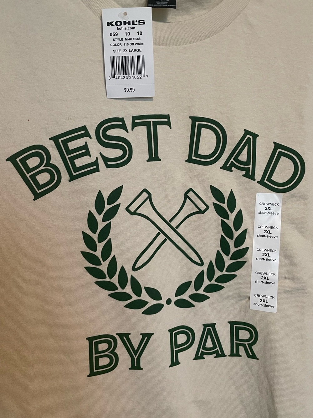 NWT Optima Heavyweight Short Sleeve Tee in Cream - 2XL